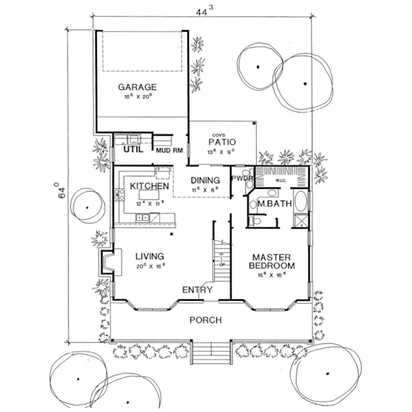 Lowcountry House Plan First Floor - Brooksville Country Home 111D-0047 - Shop House Plans and More