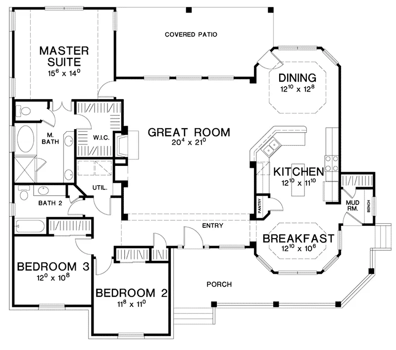 Southern House Plan First Floor - 111D-0048 - Shop House Plans and More