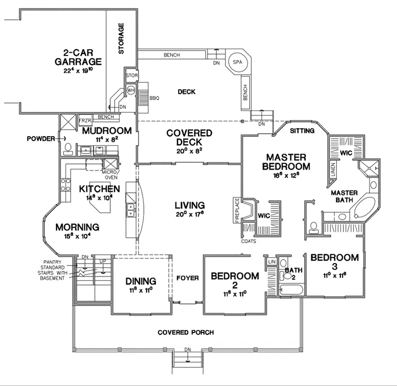 Lowcountry House Plan First Floor - 111D-0049 - Shop House Plans and More