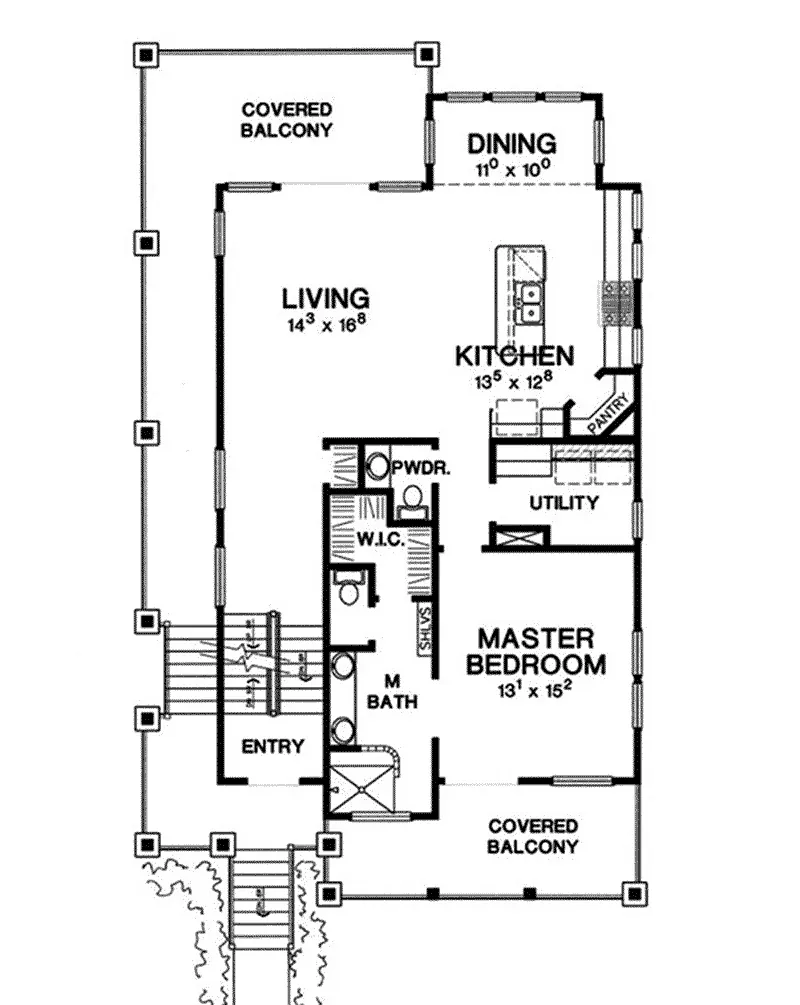 Rustic House Plan First Floor - Rutger Bay Rustic Modern Home 111D-0051 - Shop House Plans and More