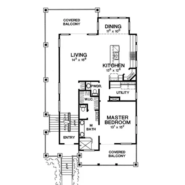 Contemporary House Plan First Floor - Rutger Bay Rustic Modern Home 111D-0051 - Shop House Plans and More