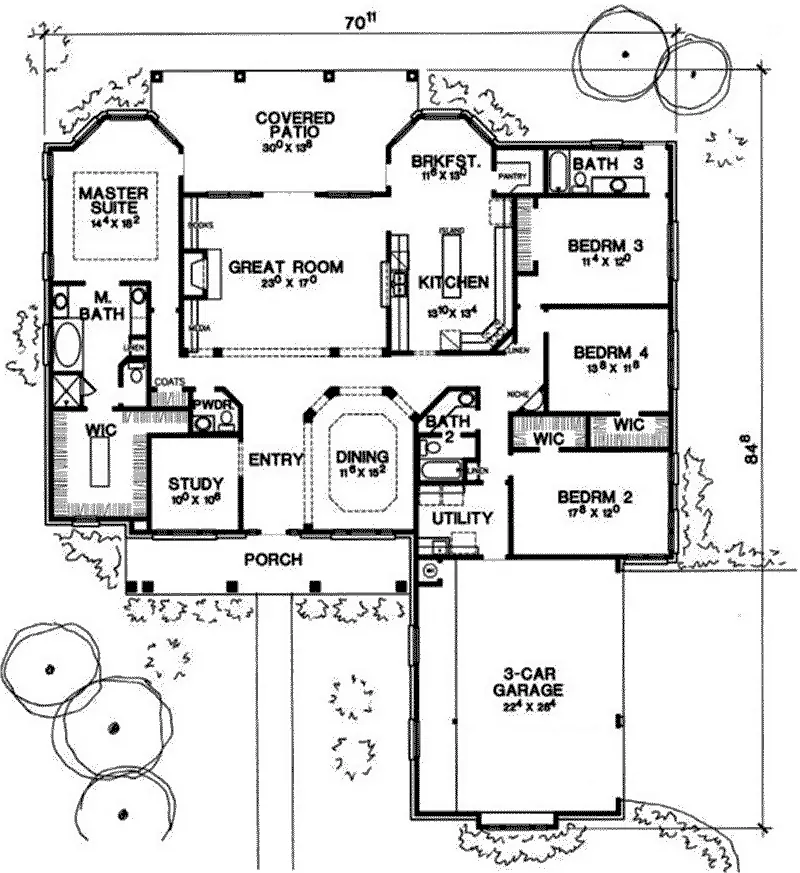 Southern House Plan First Floor - 111D-0052 - Shop House Plans and More
