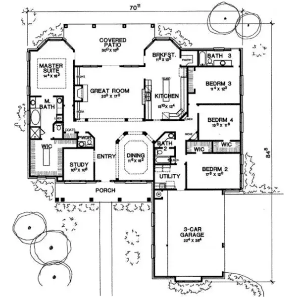 Country House Plan First Floor - Starling Ranch Home 111D-0052 - Shop House Plans and More