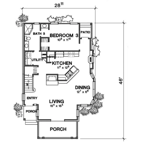 Lake House Plan First Floor - 111D-0053 - Shop House Plans and More