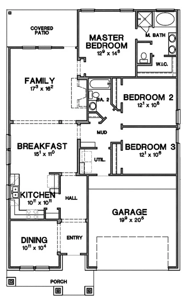 Sunbelt House Plan First Floor - 111D-0054 - Shop House Plans and More
