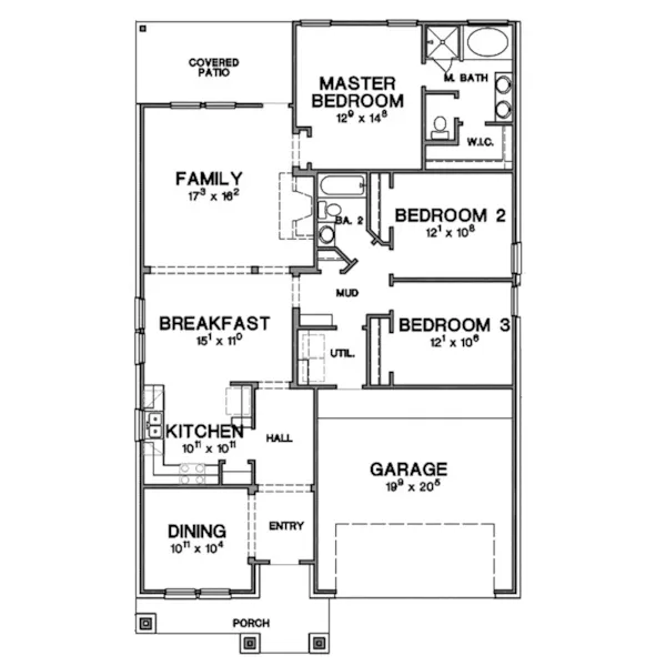 Ranch House Plan First Floor - 111D-0054 - Shop House Plans and More