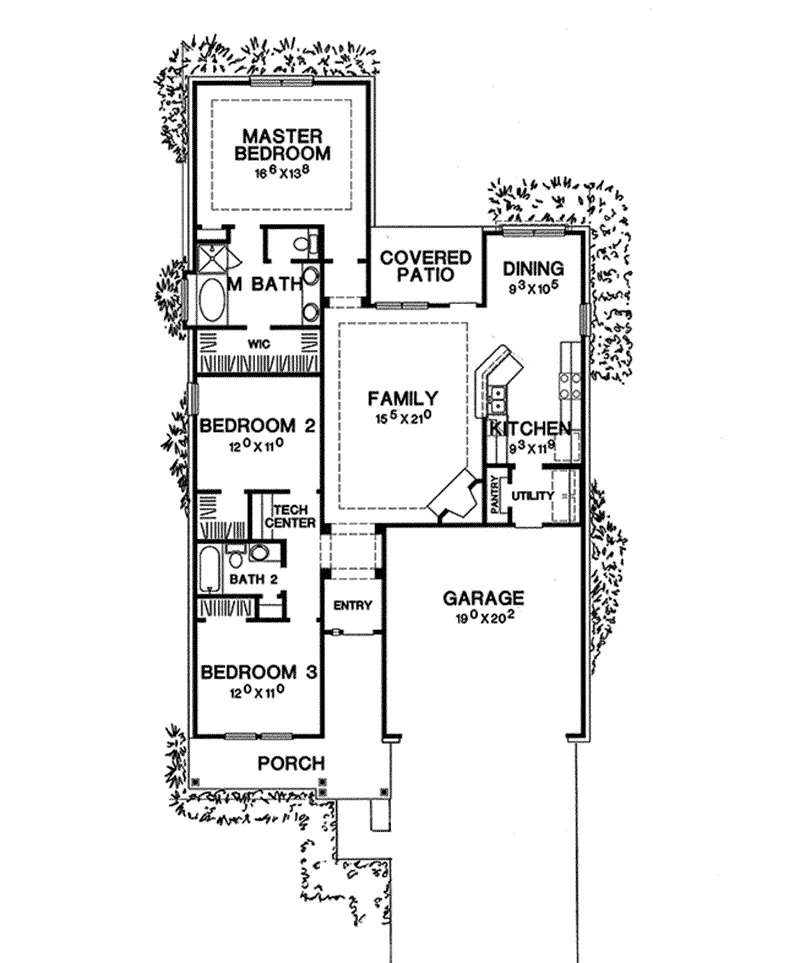 Ranch House Plan First Floor - 111D-0055 - Shop House Plans and More