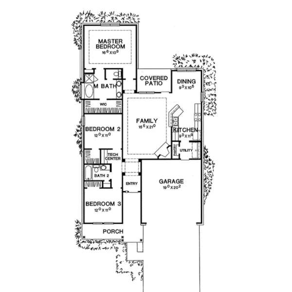 Farmhouse Plan First Floor - 111D-0055 - Shop House Plans and More