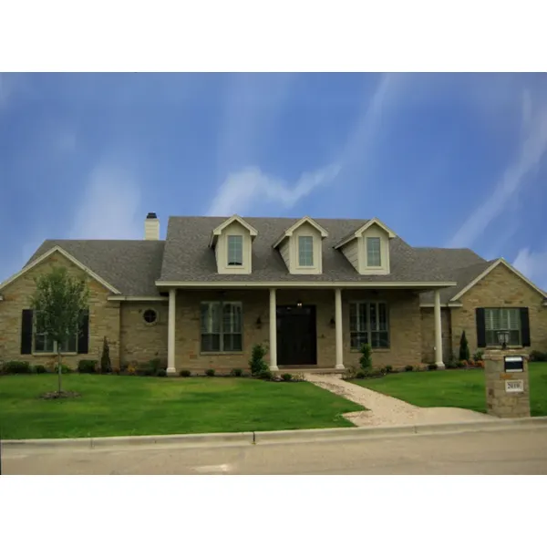 Traditional Country Style One Story With Triple Dormers And Covered Porch