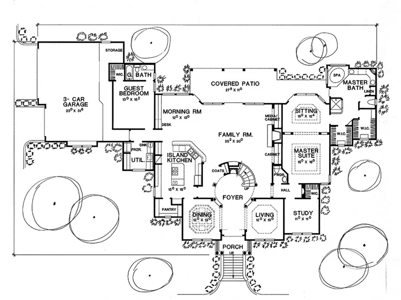 Sunbelt House Plan First Floor - Mataro Luxury Home 111S-0006 - Shop House Plans and More