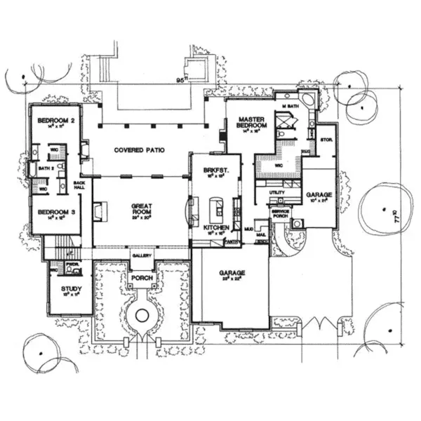 Country French House Plan First Floor - 111S-0008 - Shop House Plans and More