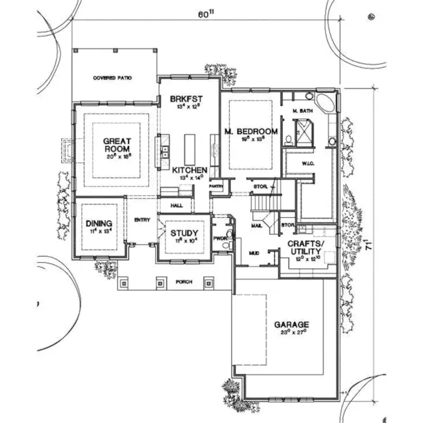 Farmhouse Plan First Floor - 111S-0009 - Shop House Plans and More