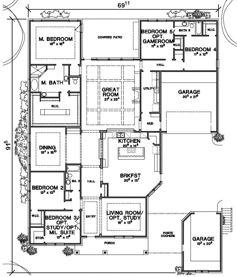 Mountain House Plan First Floor - 111D-0012 - Shop House Plans and More