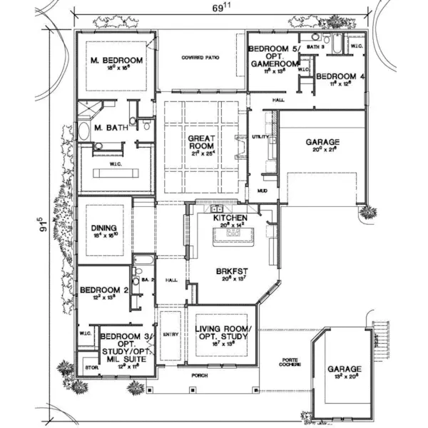 Contemporary House Plan First Floor - 111D-0012 - Shop House Plans and More