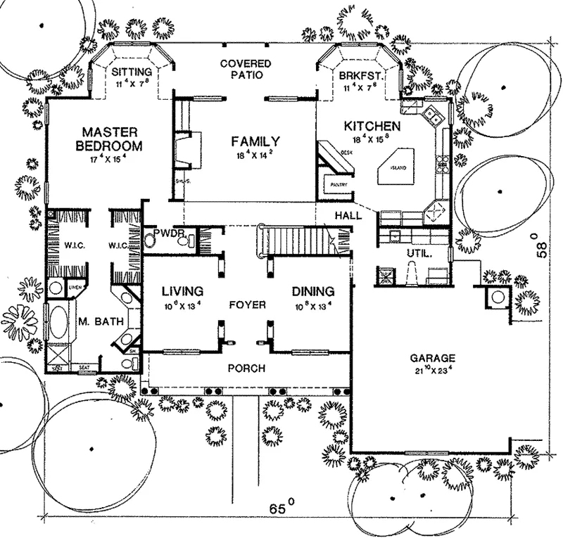 Mediterranean House Plan First Floor - 111S-0014 - Shop House Plans and More