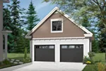 Two-car garage has gable roof style 
