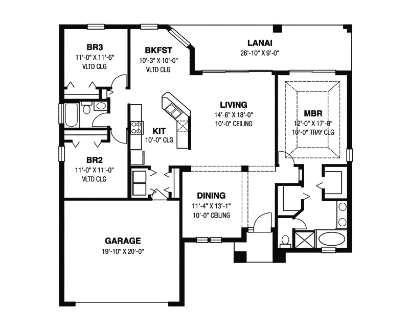 Ranch House Plan First Floor - Oxford Pointe Ranch Home 116D-0002 - Shop House Plans and More