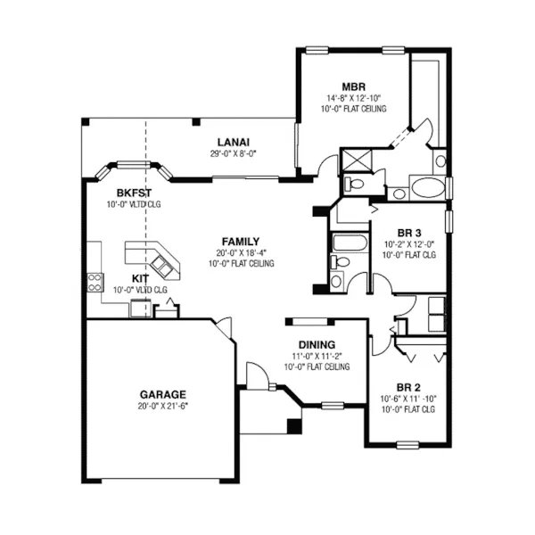 Contemporary House Plan First Floor - Sandusky Bay Ranch Home 116D-0003 - Shop House Plans and More