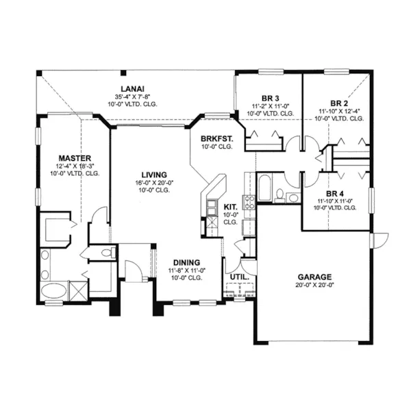 Arts & Crafts House Plan First Floor - Linmore Ranch Home 116D-0004 - Shop House Plans and More