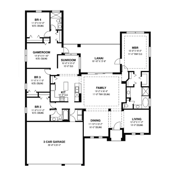 Florida House Plan First Floor - Ferrara Cove Sunbelt Home 116D-0008 - Search House Plans and More