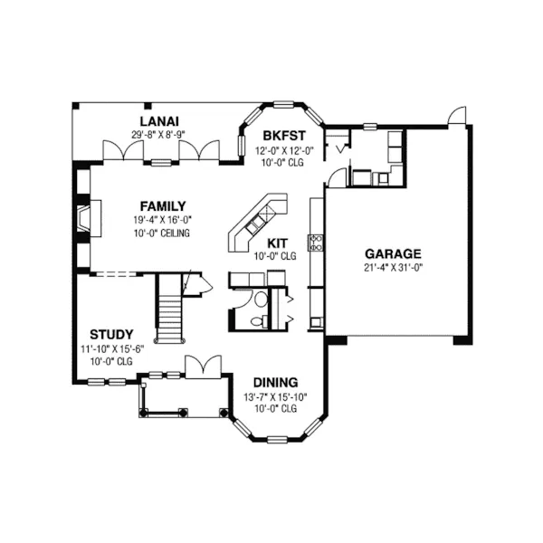 Mediterranean House Plan First Floor - El Greco Spanish Sunbelt Home 116D-0012 - Search House Plans and More