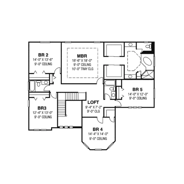 Mediterranean House Plan Second Floor - El Greco Spanish Sunbelt Home 116D-0012 - Search House Plans and More