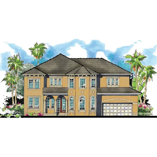 Mediterranean House Plan Front of Home - El Greco Spanish Sunbelt Home 116D-0012 - Search House Plans and More