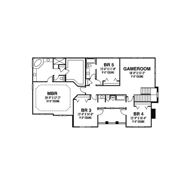 Early American House Plan Second Floor - Malta Bend Luxury Italian Home 116D-0013 - Shop House Plans and More