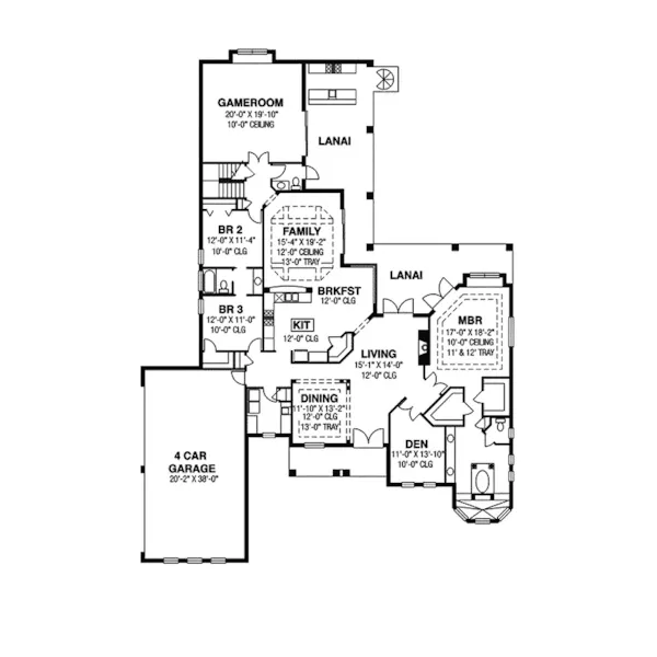 Traditional House Plan First Floor - Southwick Florida Style Home 116D-0015 - Shop House Plans and More