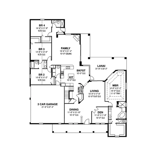 Traditional House Plan First Floor - Cambourne Country Home 116D-0016 - Search House Plans and More