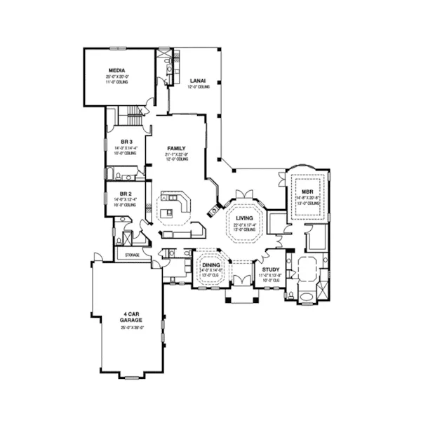 Mediterranean House Plan First Floor - La Marite Mediterranean Home 116D-0019 - Shop House Plans and More