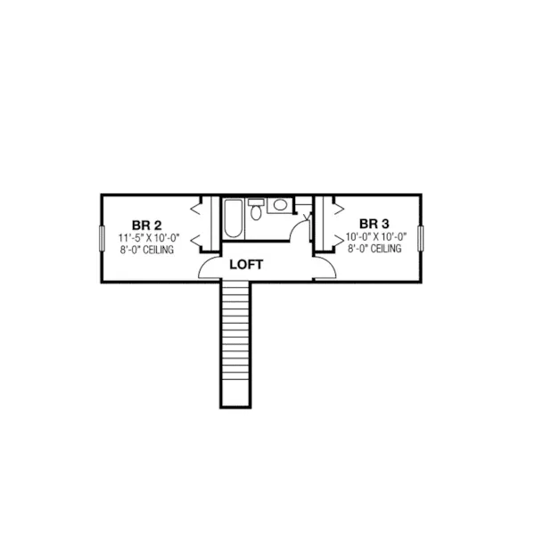 Early American House Plan Second Floor - Bayberry Narrow Lot Ranch Home 116D-0023 - Search House Plans and More