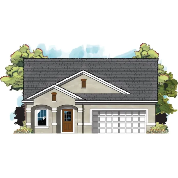 Early American House Plan Front of Home - Bayberry Narrow Lot Ranch Home 116D-0023 - Search House Plans and More