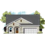 Early American House Plan Front of Home - Bayberry Narrow Lot Ranch Home 116D-0023 - Search House Plans and More