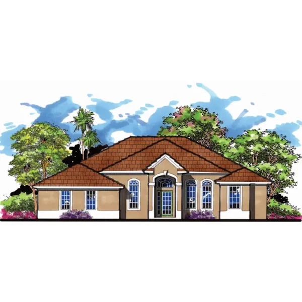 Ranch House Plan Front of Home - Esperanza Mediterranean Home 116D-0028 - Search House Plans and More