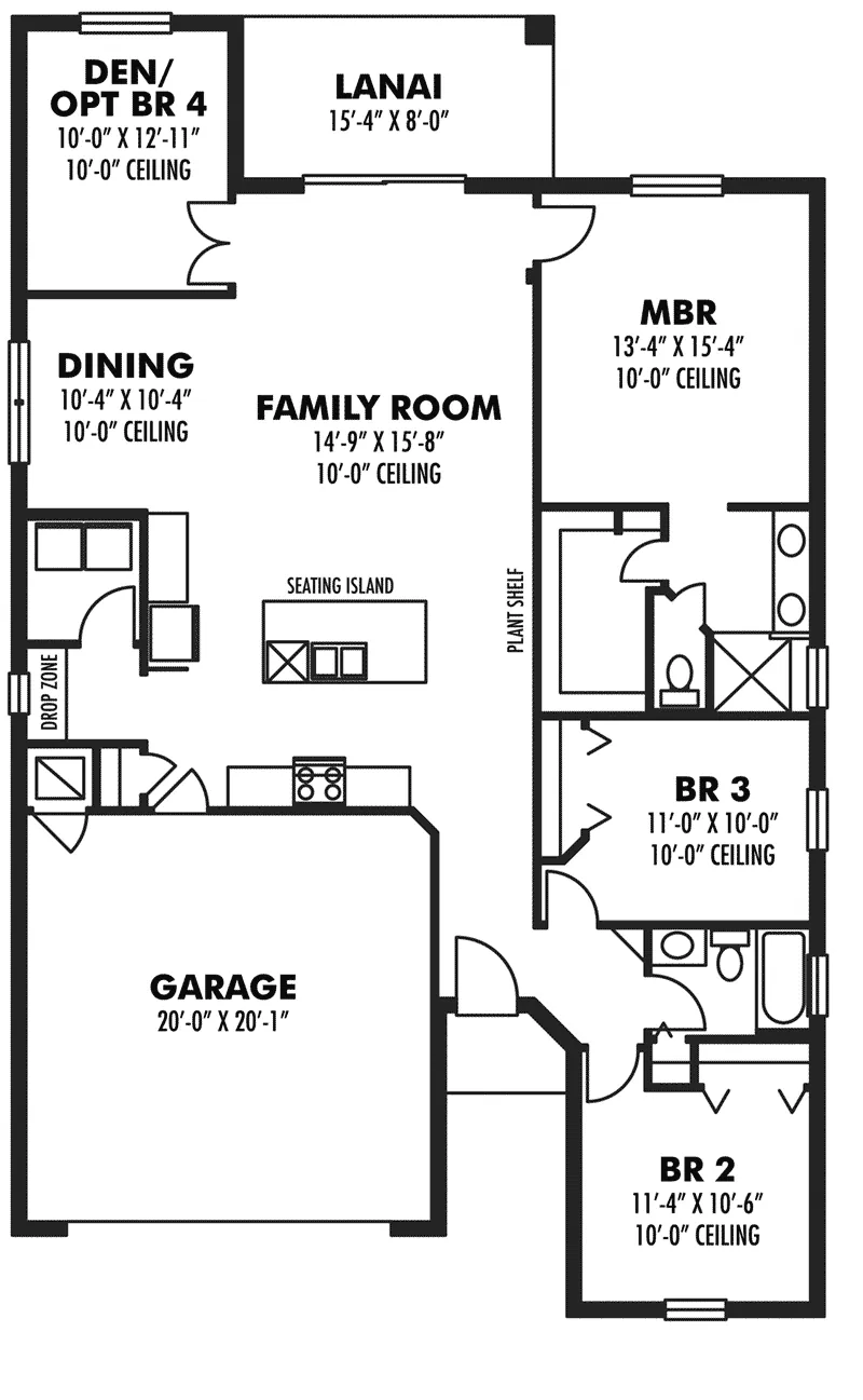 Bungalow House Plan First Floor - Lonato Sunbelt Ranch Home 116D-0031 - Shop House Plans and More