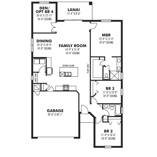 Ranch House Plan First Floor - Lonato Sunbelt Ranch Home 116D-0031 - Shop House Plans and More