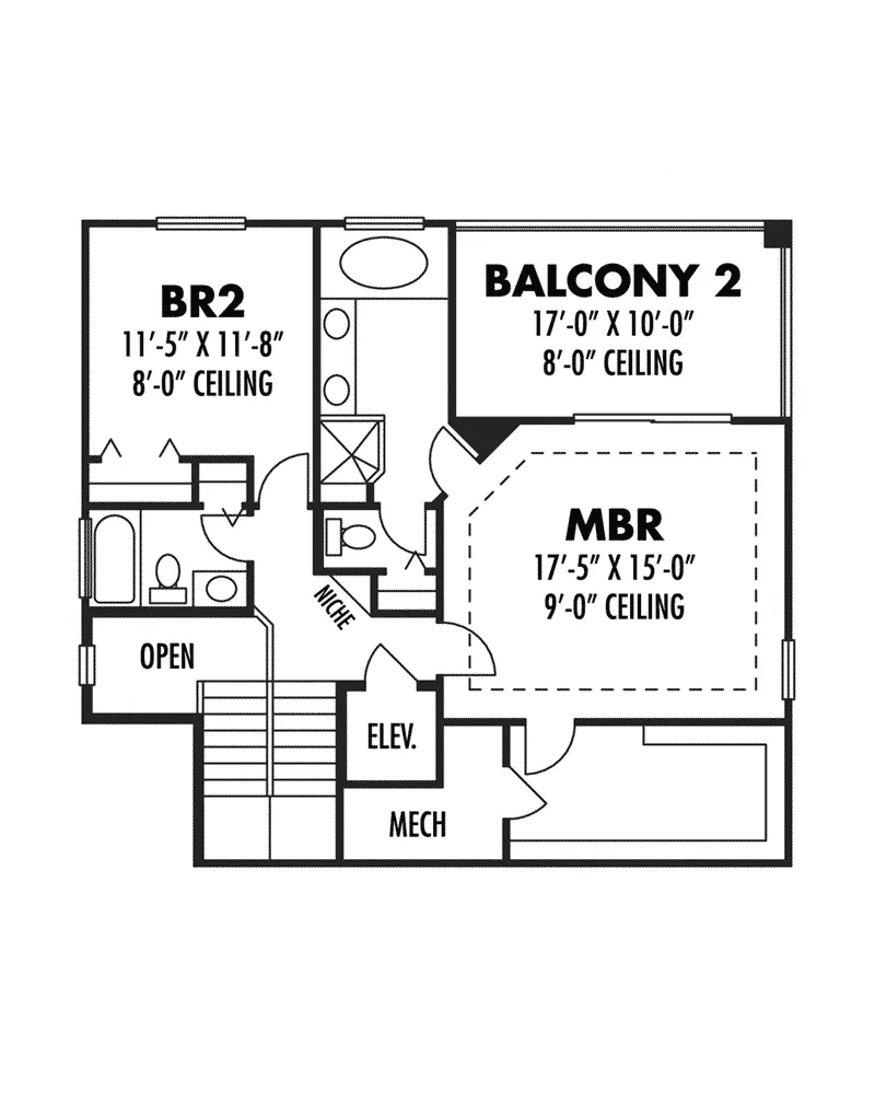Florida House Plan Second Floor - Monita Mediterranean Home 116D-0036 - Shop House Plans and More