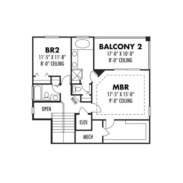 Beach & Coastal House Plan Second Floor - Monita Mediterranean Home 116D-0036 - Shop House Plans and More