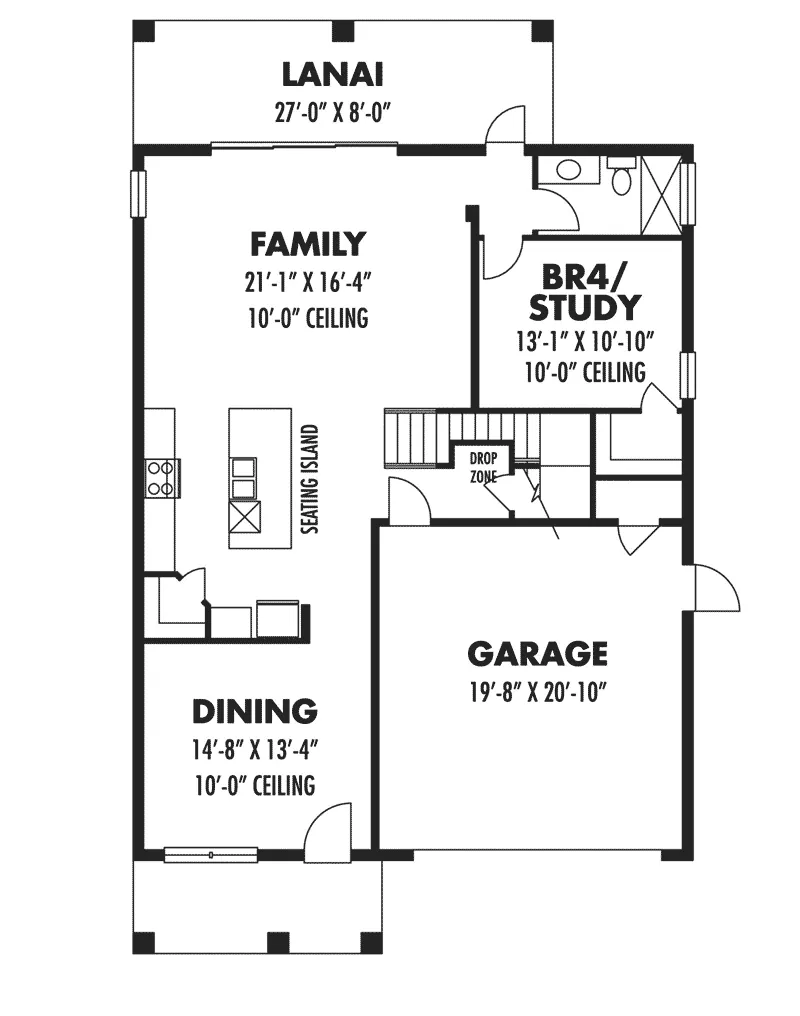 Florida House Plan First Floor - Montego Bay Coastal Sunbelt Home 116D-0037 - Shop House Plans and More