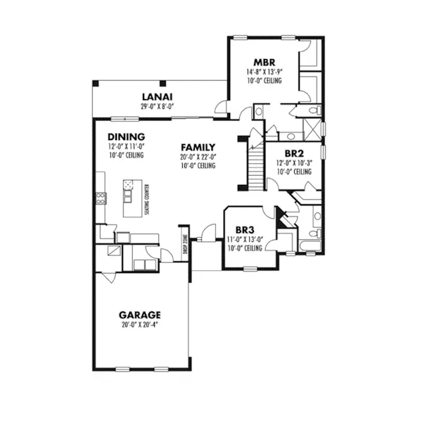 Bungalow House Plan First Floor - Osprey Sunbelt Ranch Home 116D-0039 - Shop House Plans and More