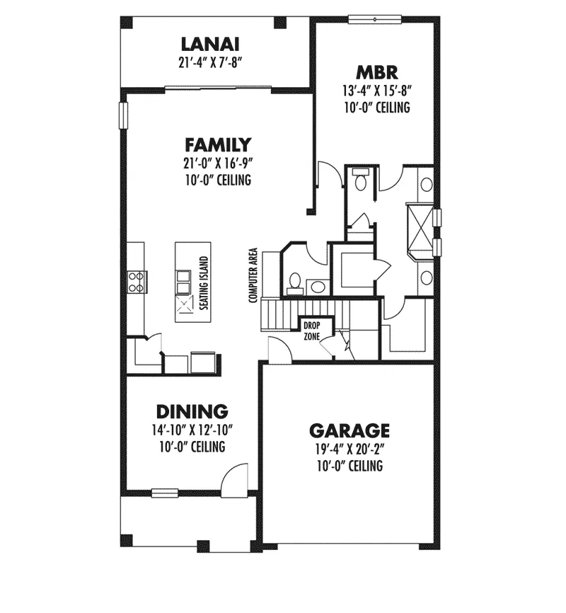 Craftsman House Plan First Floor - Pamida Coastal Sunbelt Home 116D-0041 - Shop House Plans and More