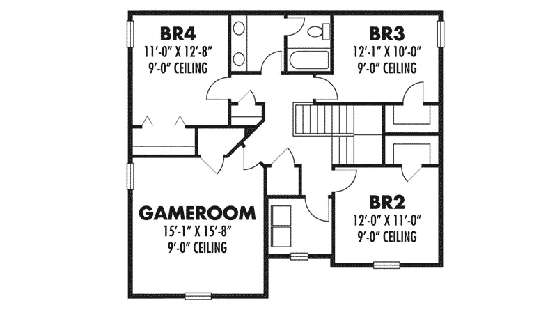 Craftsman House Plan Second Floor - Pamida Coastal Sunbelt Home 116D-0041 - Shop House Plans and More