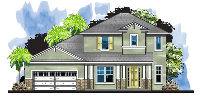 Florida House Plan Front of Home - Pointe Loma Sunbelt Home 116D-0046 - Shop House Plans and More
