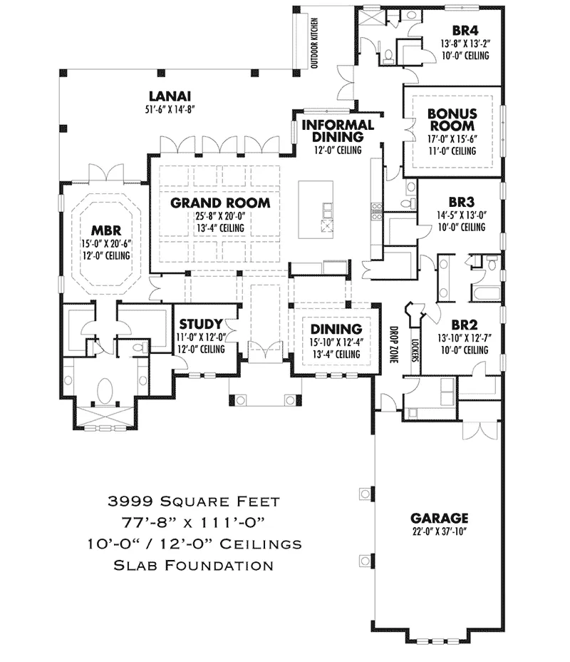 Florida House Plan First Floor - Ricarlo Luxury Sunbelt Home 116D-0050 - Shop House Plans and More
