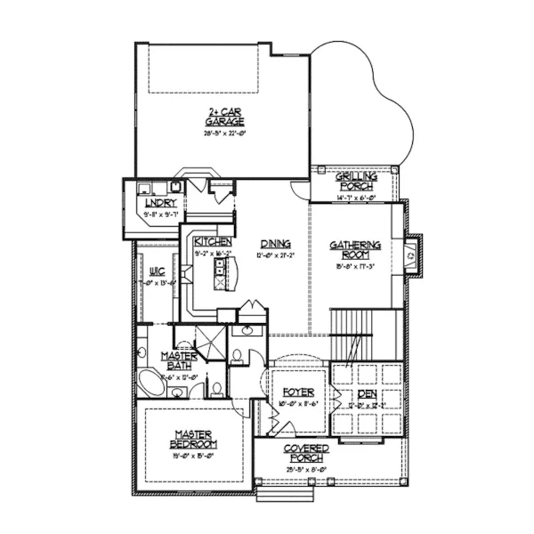 Craftsman House Plan First Floor - Lariat European Home 119D-0001 - Shop House Plans and More