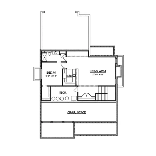 Craftsman House Plan Lower Level Floor - Lariat European Home 119D-0001 - Shop House Plans and More