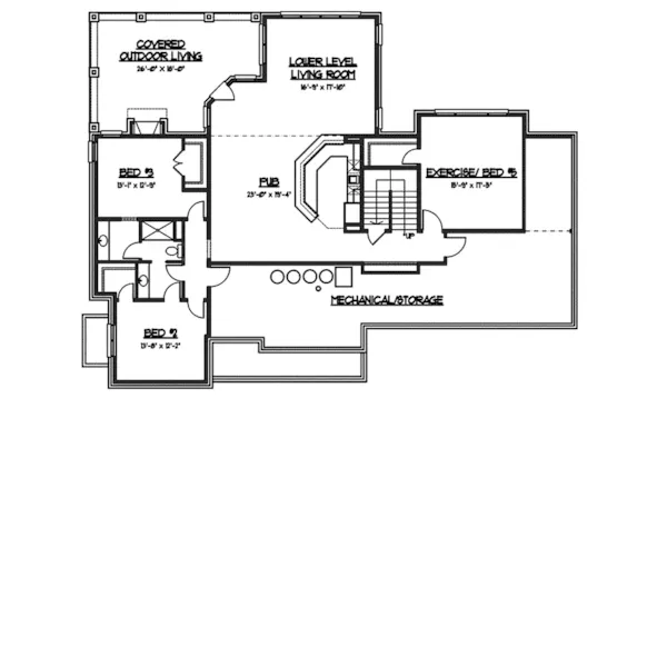 European House Plan Lower Level Floor - Strathearn Craftsman Home 119D-0005 - Shop House Plans and More