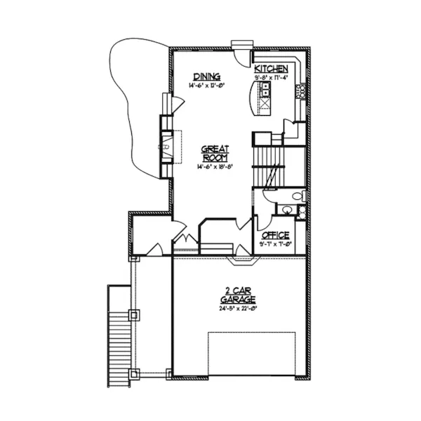 Colonial House Plan First Floor - Wardour Craftsman Home 119D-0008 - Shop House Plans and More