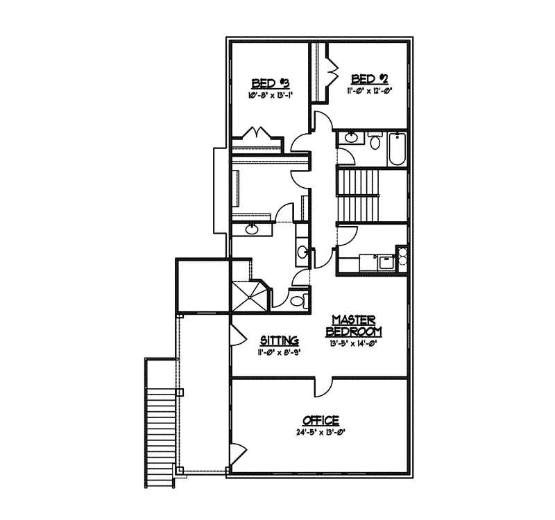 Craftsman House Plan Second Floor - Wardour Craftsman Home 119D-0008 - Shop House Plans and More